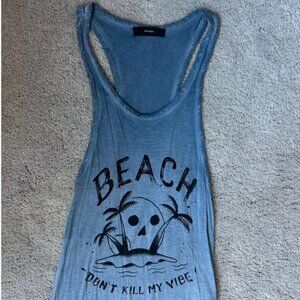 Diesel Blue Racerback Tank Top - "Beach Don't Kill My Vibe" - Size XS